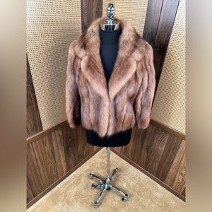 BEAUTIFUL VINTAGE NATURAL RUSSIAN SABLE FUR COAT JACKET BOLERO SMALL 4 - 6